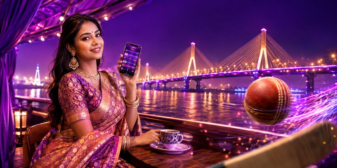 A user in Barisal in a saree enjoying richbd cashback and cricket betting